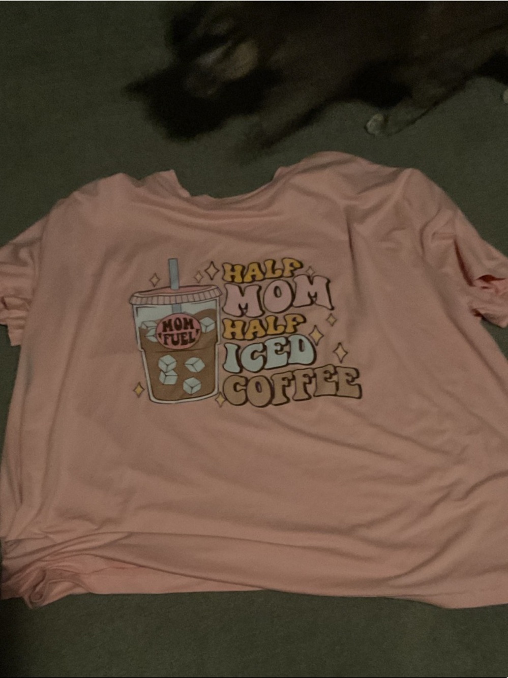 Pink "Half Mom Half Iced Coffee" Graphic Tee - Kids